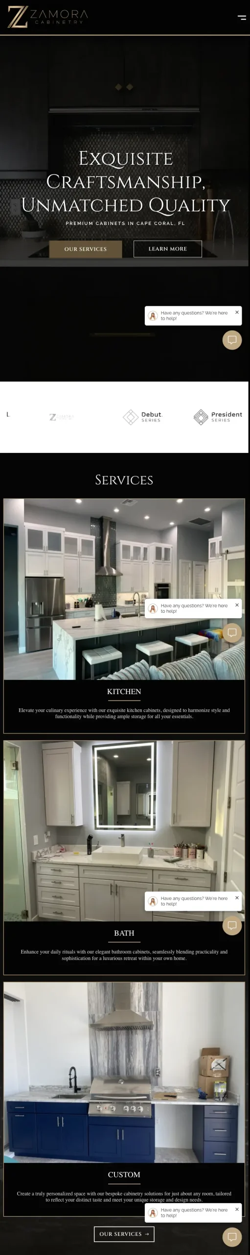 Zamora Cabinetry Full Website